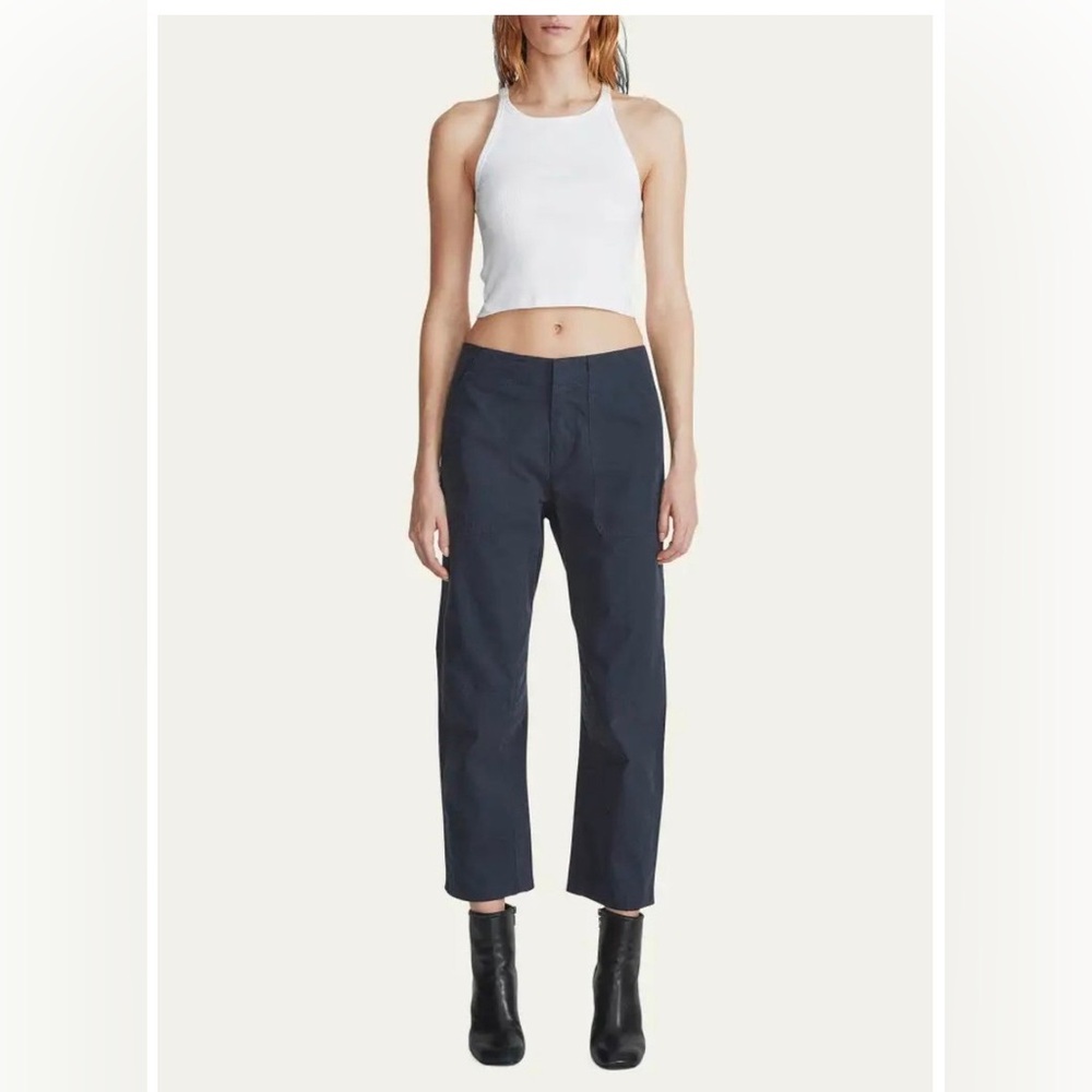 EUC rag & bone Leyton Crop Women’s Navy Blue Cotton Work Pants Sz 6 - need wash